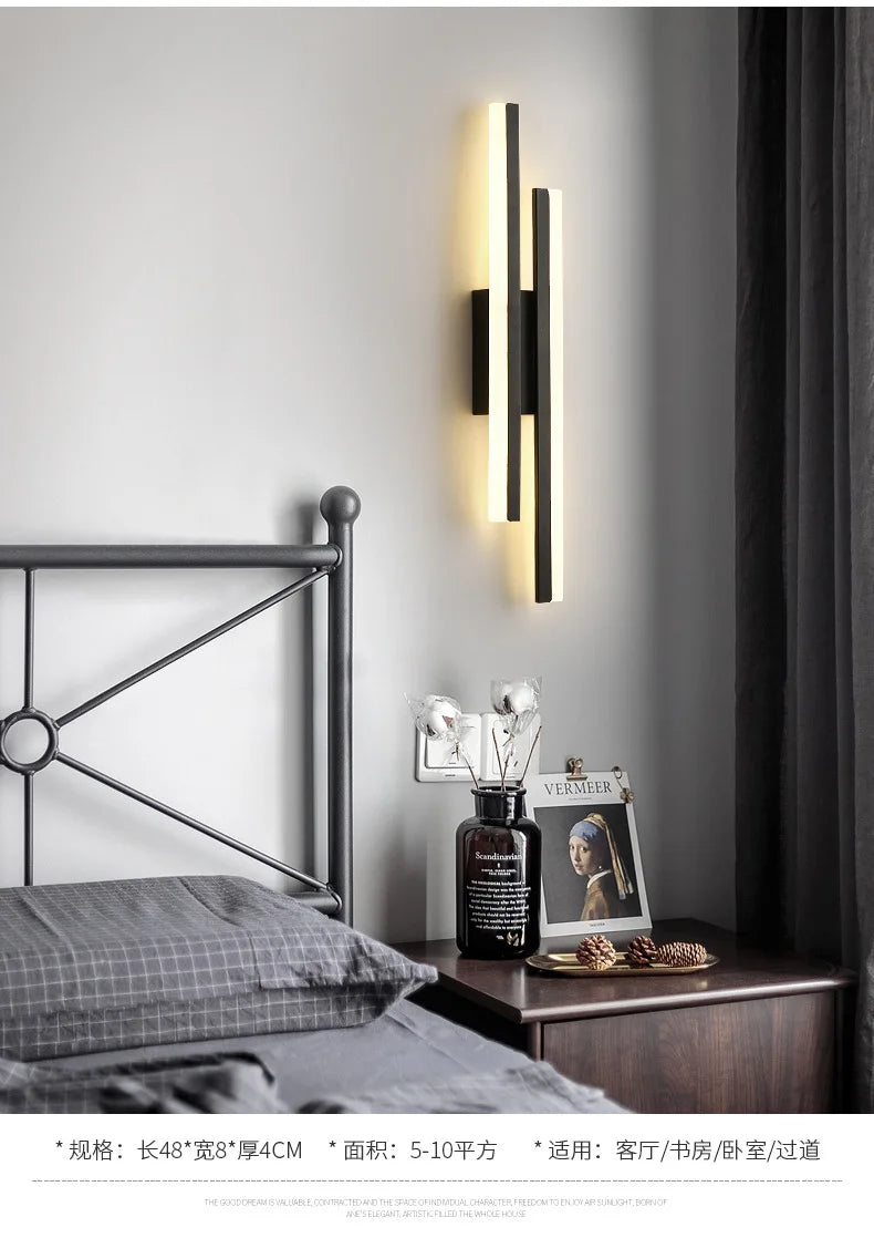 LED Bedroom Wall Lamp Wall Sconces Copper Line Pipe Acrylic Lampshade Indoor Lighting for Living Room Corridor Light Fixture