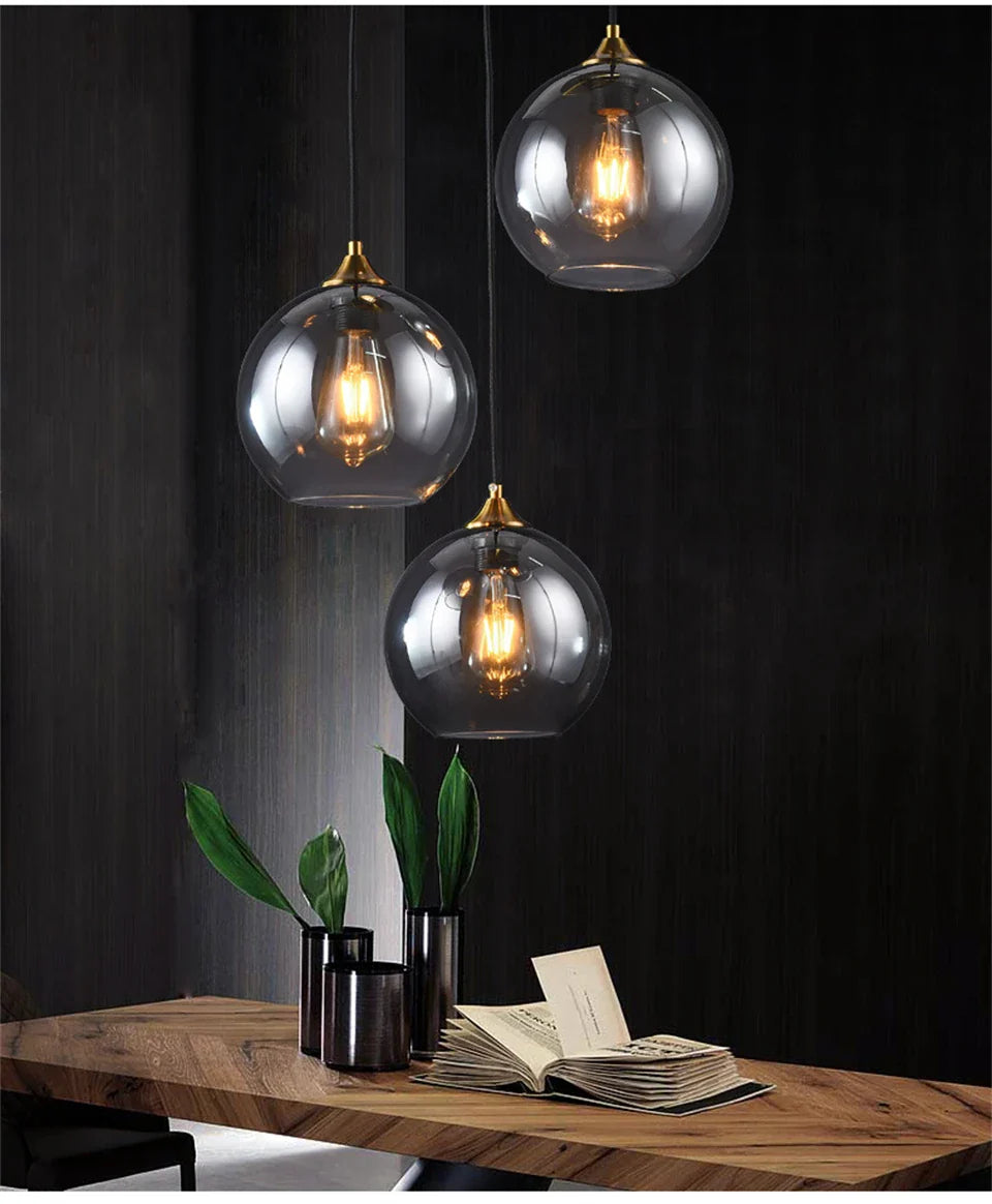 Dropshipping LED Glass Ceiling Pendant Lamp Nordic loft Restaurant pendant Lights Fixtures Living Room Home Decoration Lighting