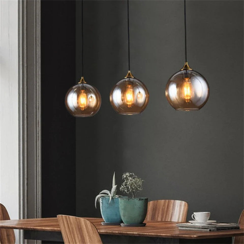 Dropshipping LED Glass Ceiling Pendant Lamp Nordic loft Restaurant pendant Lights Fixtures Living Room Home Decoration Lighting