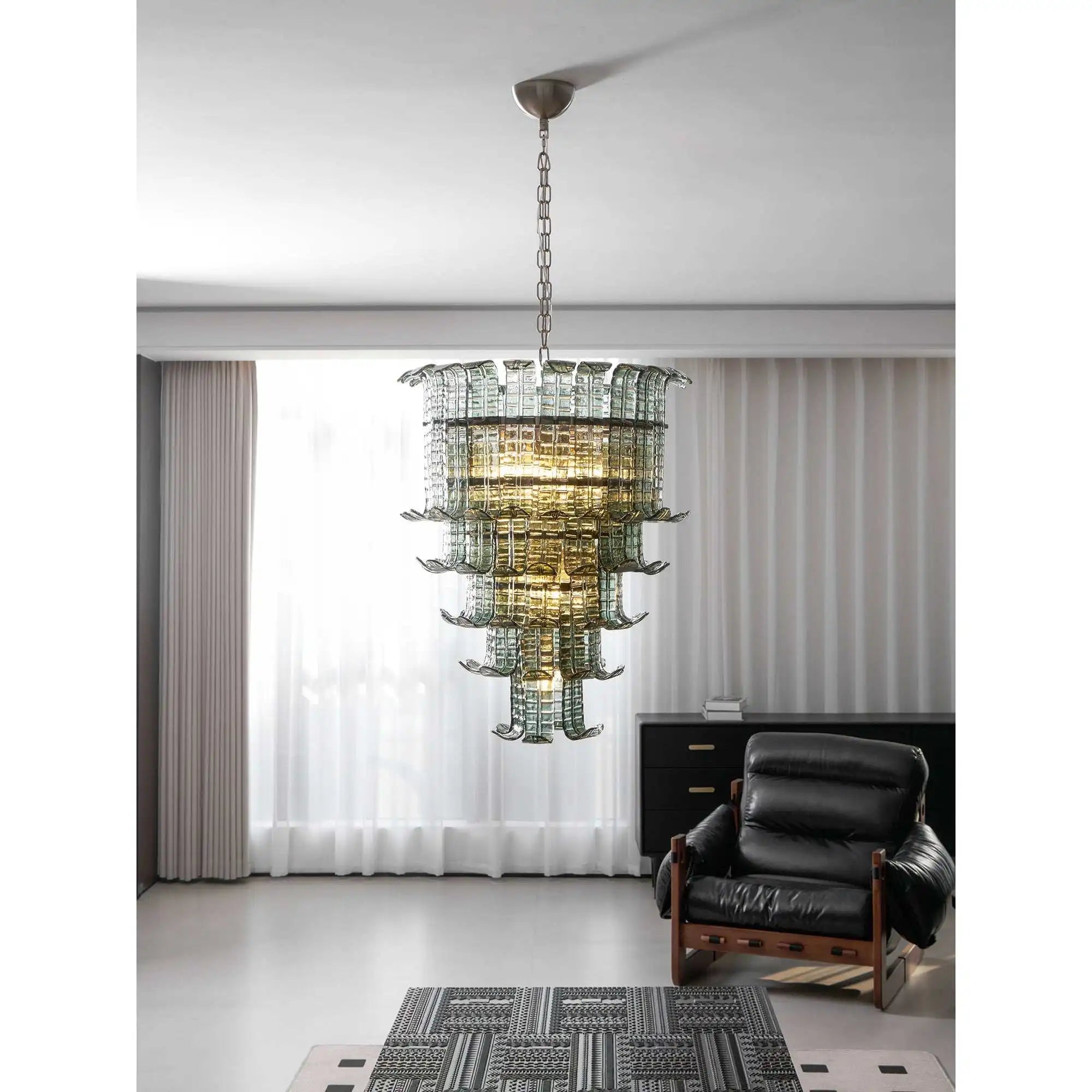 Modern Vintage Two Hook Murano Glass Chandelierdouble Layer Retro Pendant Light For Dining Room Living Room Home Decoration