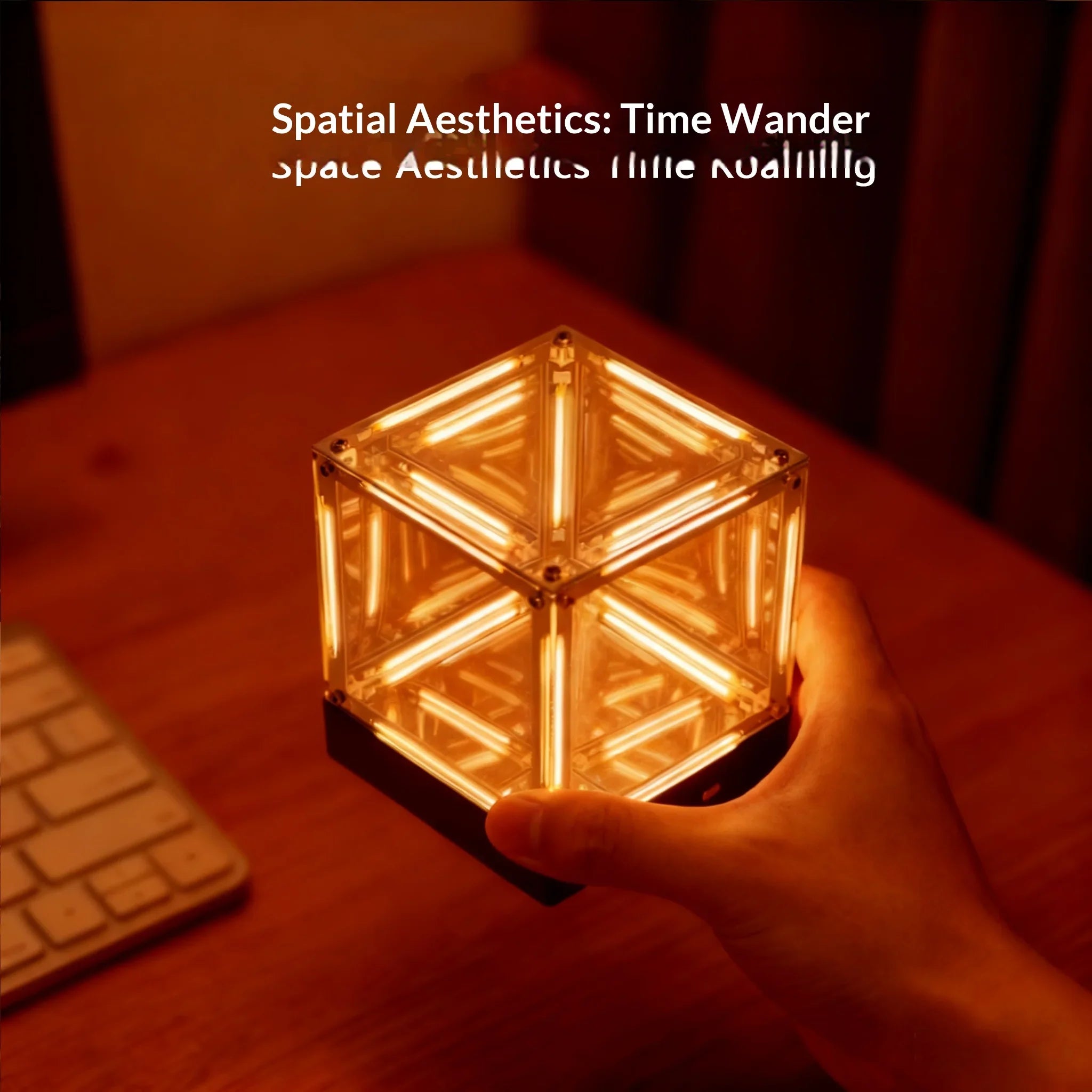 4D Hypercube LED Night Light DIY Wireless Table Lamp for Gamer Room Decor Acrylic Cube Desk Ornament Action Figure Display Box